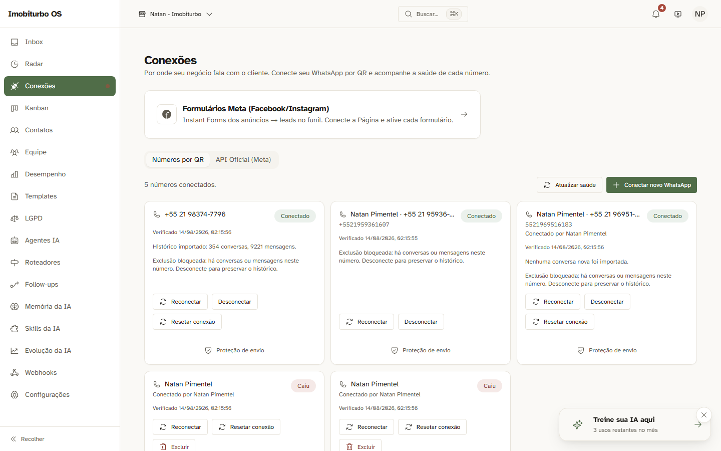 Modal de Link de Conexão para o Corretor